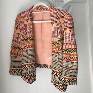 Rebecca Minkoff Pink Tribal Crop Blazer Sz XS
